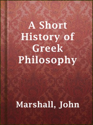 cover image of A Short History of Greek Philosophy